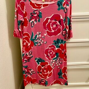 Lilly Pulitzer Pink Boxy Mini Dress with 3/4 Sleeves